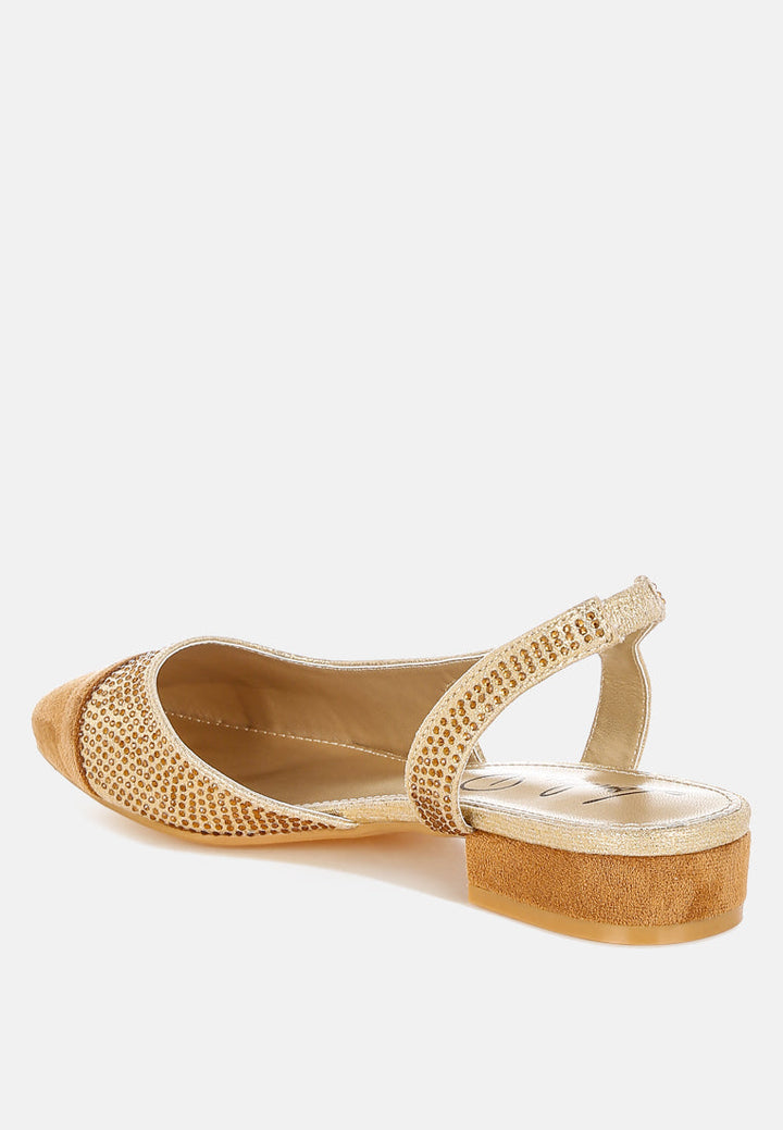 rhinestone-studded glitter flats by ruw#color_gold