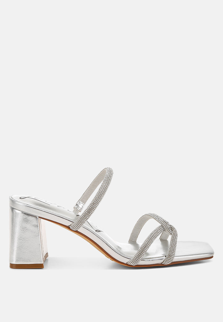 rhinestone block heel sandals by ruw#color_silver