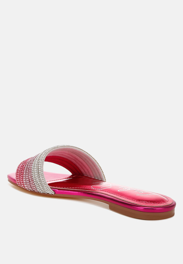 rhinestone strap slip on flats by ruw#color_fuchsia