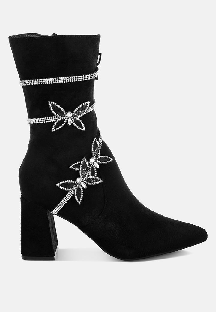 rhinestone brooch wrap-around boots by ruw#color_black