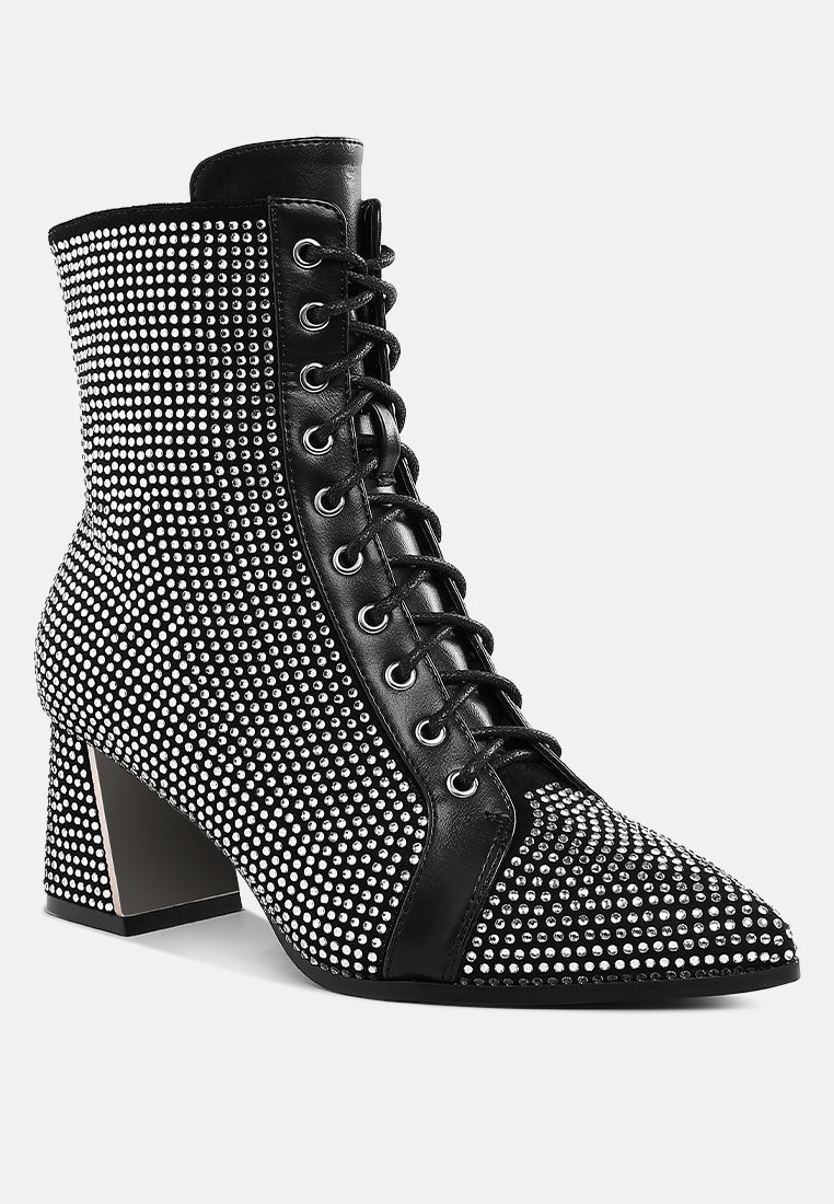 rhinestone embellished ankle boots by ruw#color_black