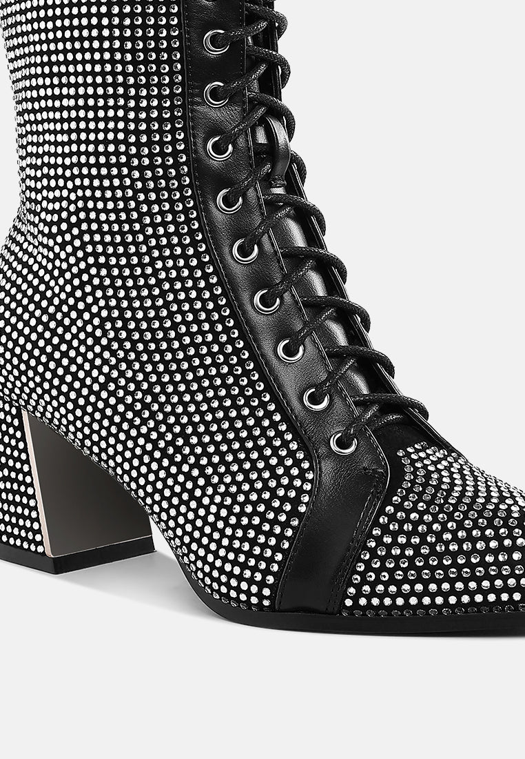 rhinestone embellished ankle boots by ruw#color_black