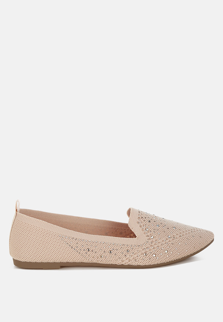 abedi rhinestone embellished pull tab loafers#color_beige