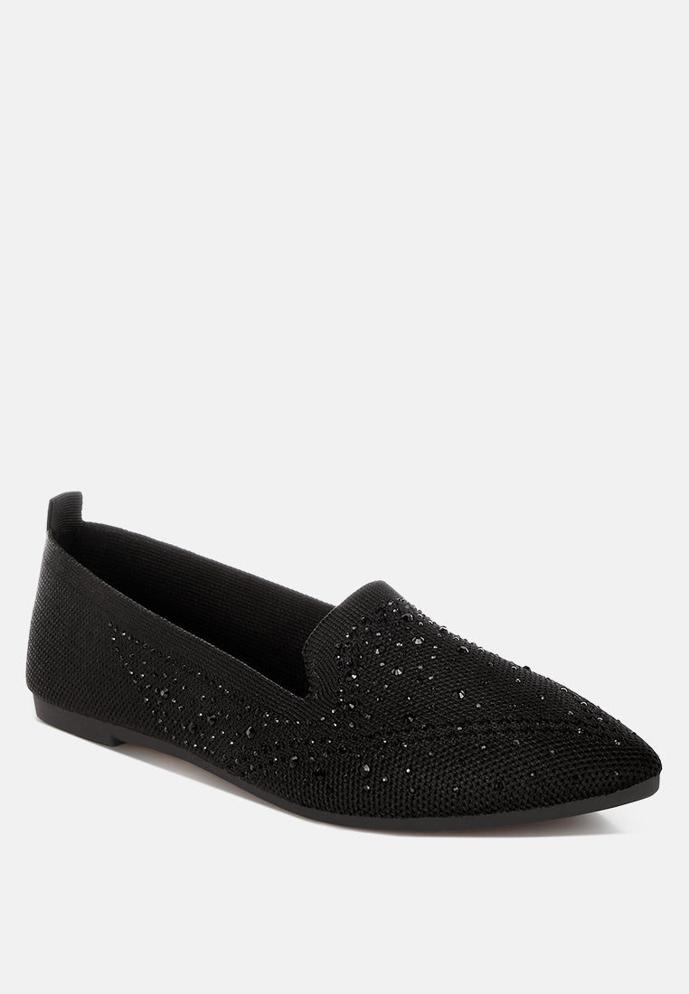 abedi rhinestone embellished pull tab loafers#color_black