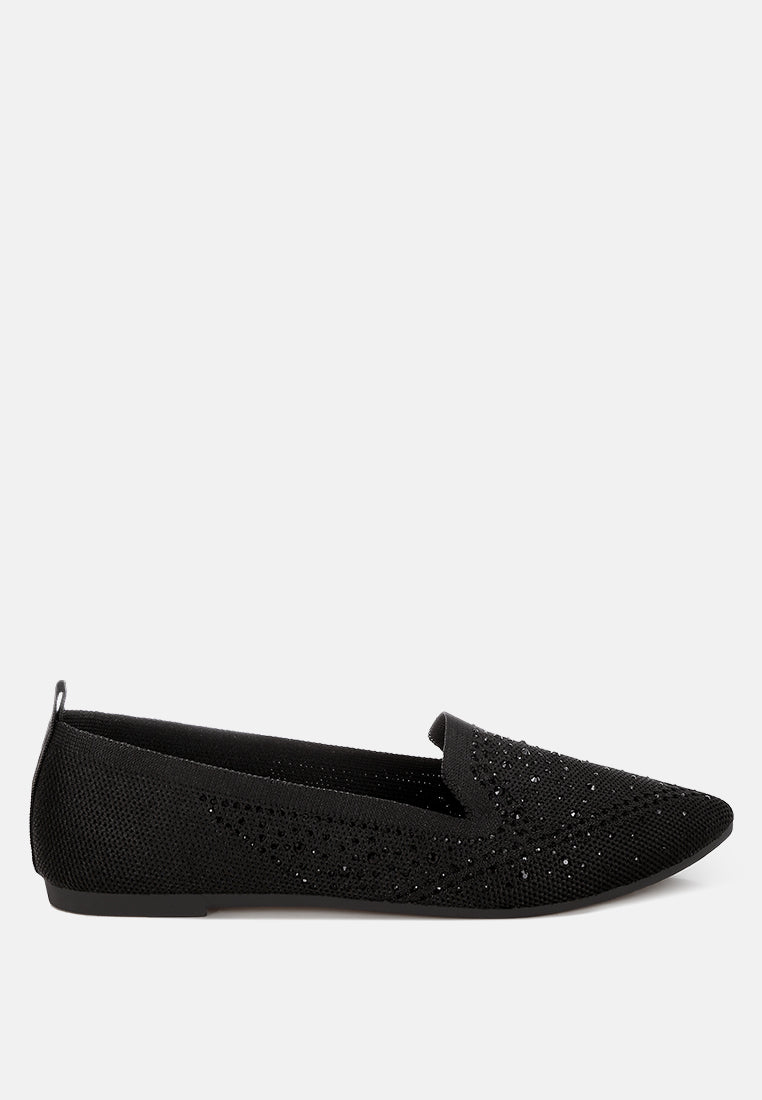 abedi rhinestone embellished pull tab loafers#color_black