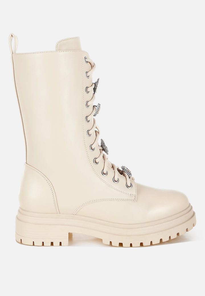 rhinestone jewelled chunky boots by ruw#color_beige