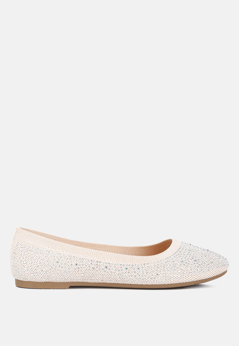 rhinestones embellished ballet flats by ruw#color_beige