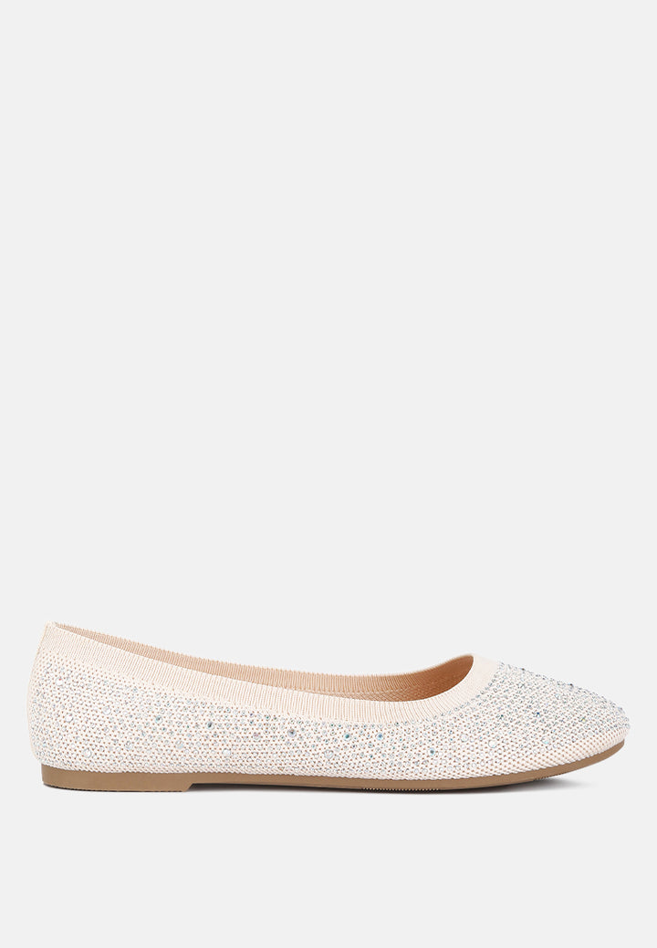 rhinestones embellished ballet flats by ruw#color_beige