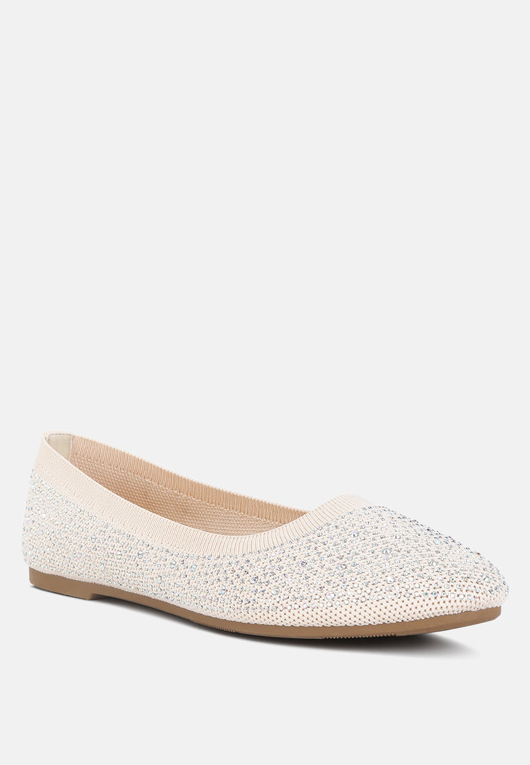 rhinestones embellished ballet flats by ruw#color_beige