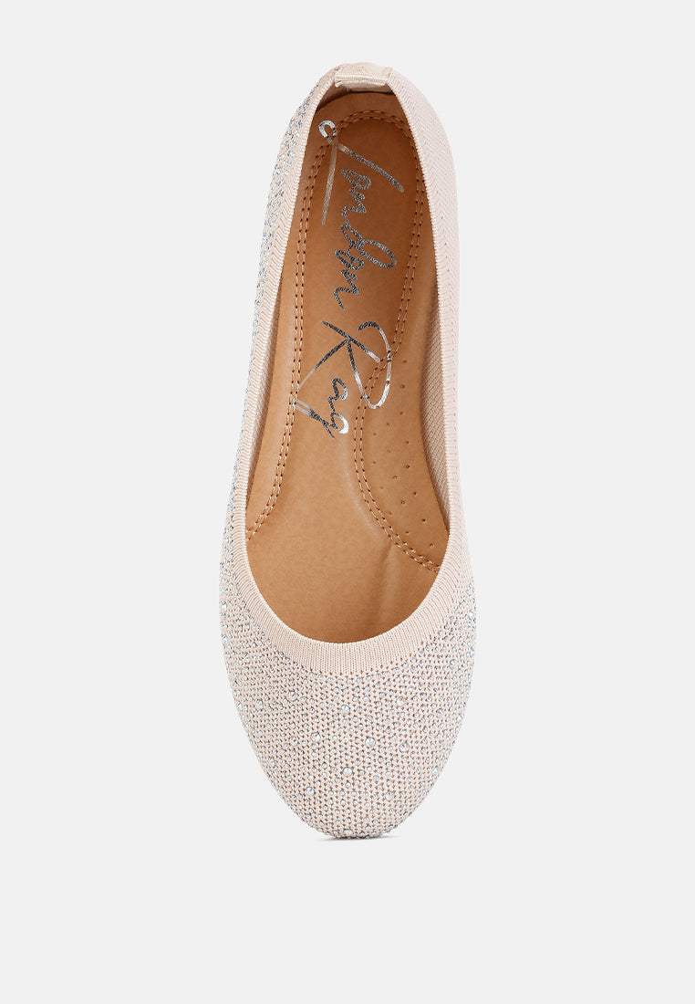 rhinestones embellished ballet flats by ruw#color_beige