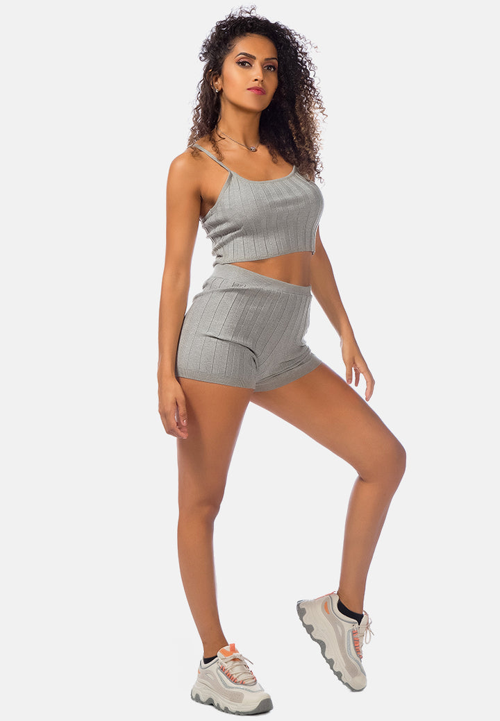 rib knit spaghetti crop top#color_heather-grey