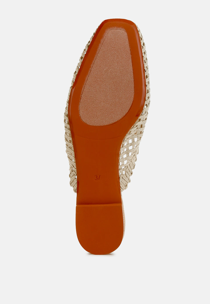 metallic woven diamante mules by ruw#color_beige