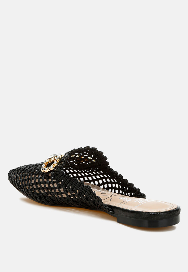 metallic woven diamante mules by ruw#color_black