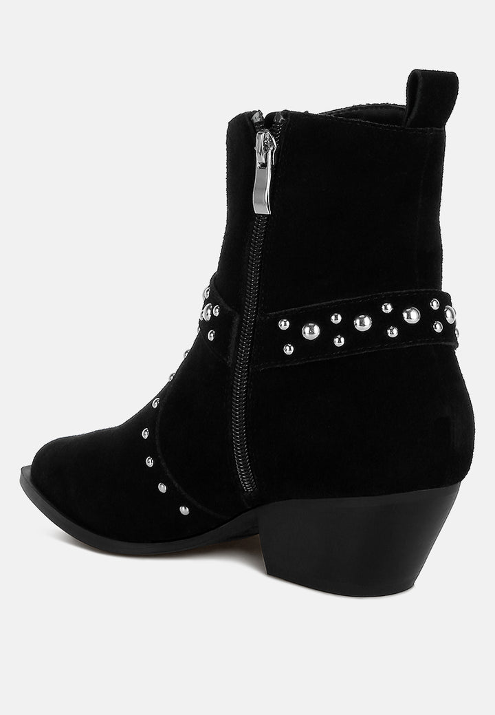 studded suede ankle boots by ruw#color_black