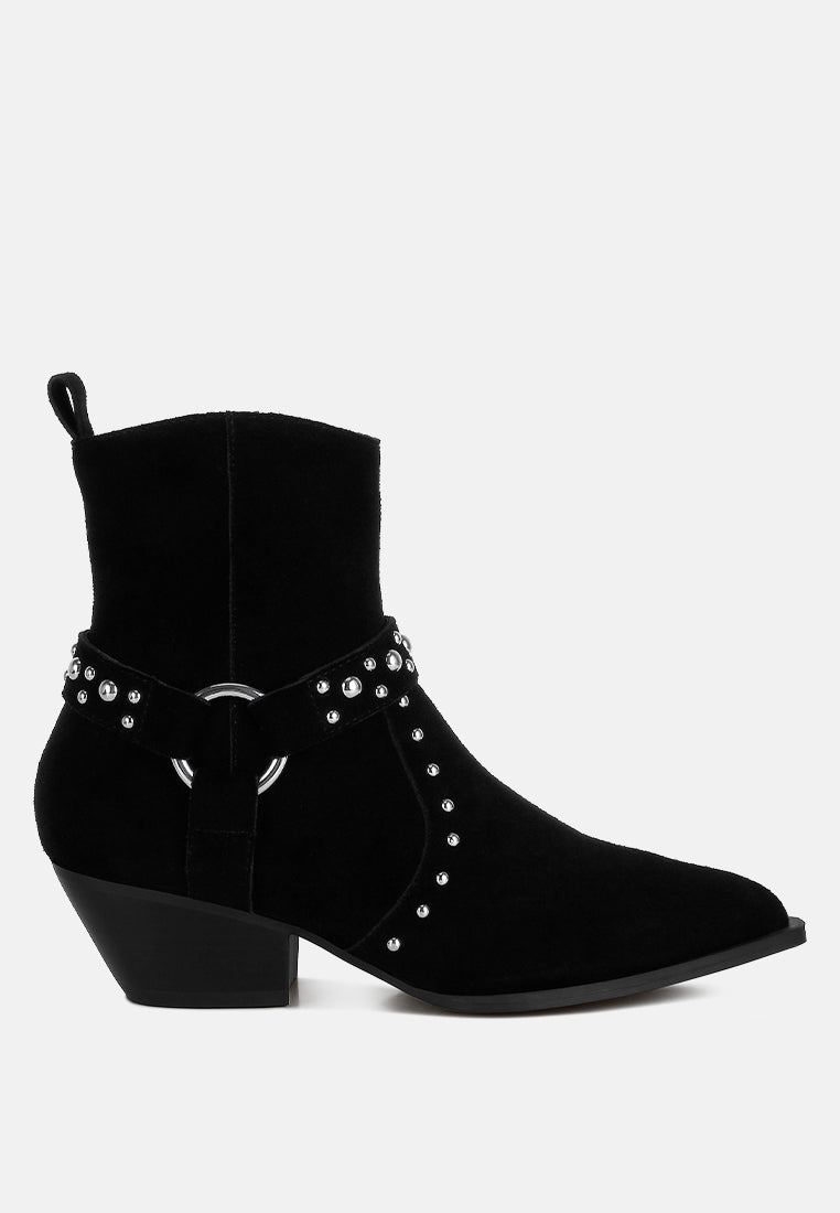 studded suede ankle boots by ruw#color_black