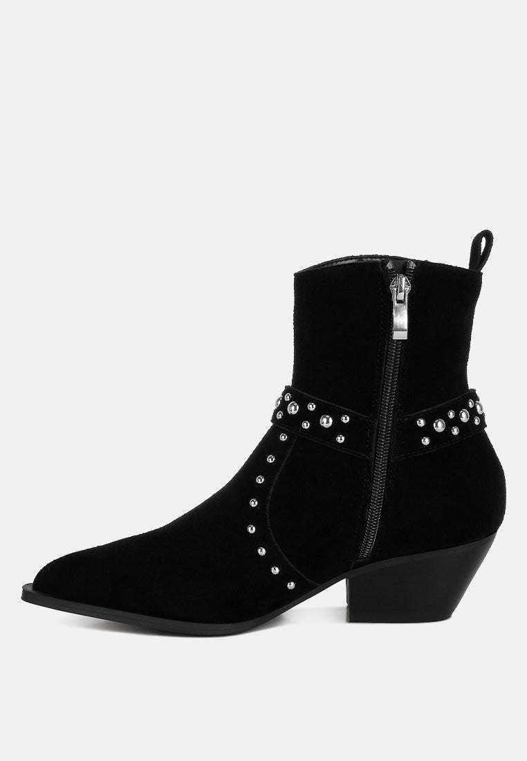 studded suede ankle boots by ruw#color_black