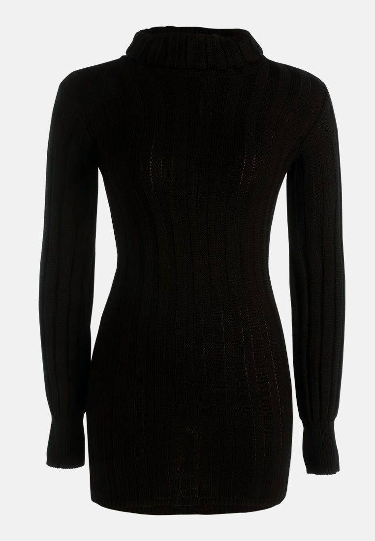roll neck bodycon mini dress by ruw#color_black