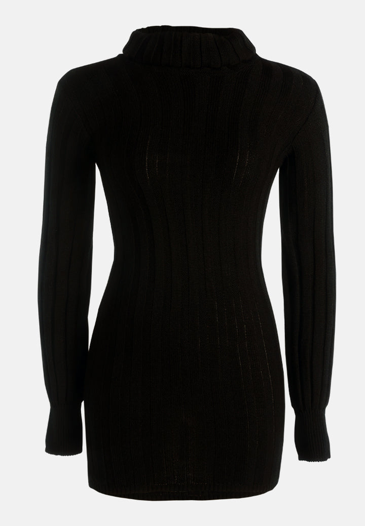 roll neck bodycon mini dress by ruw#color_black