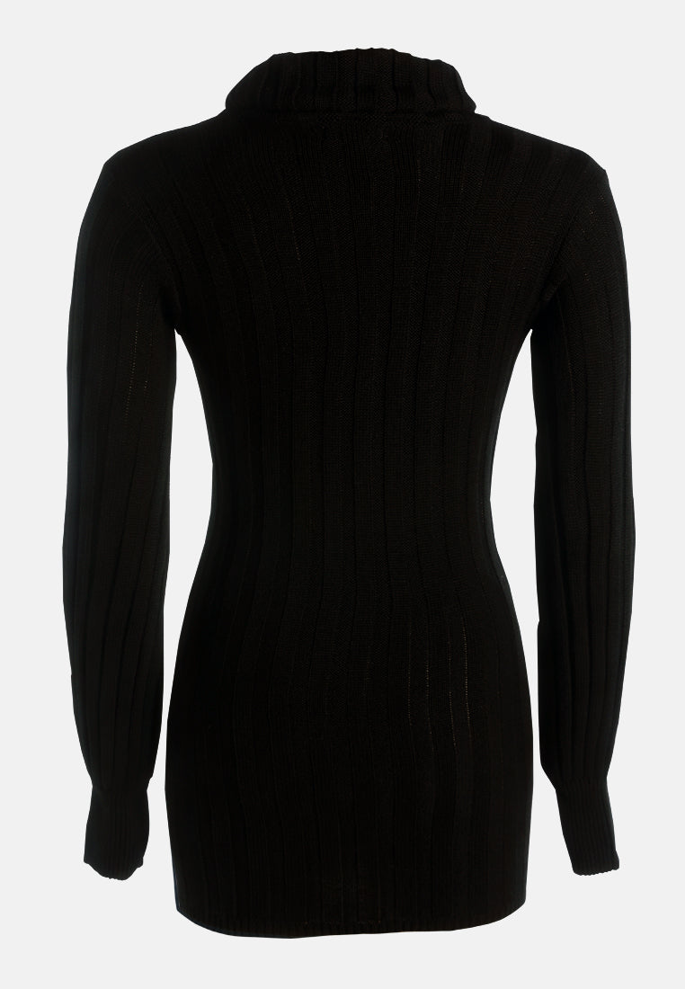 roll neck bodycon mini dress by ruw#color_black