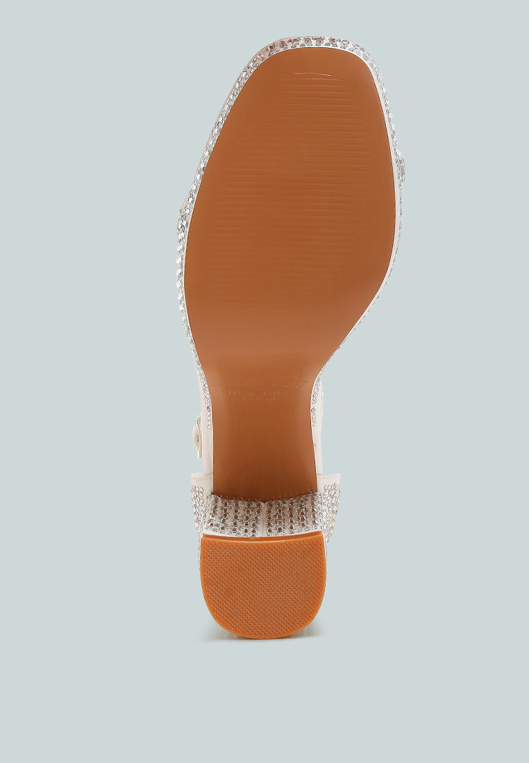 ronan rhinestones embellished block sandals#color_white