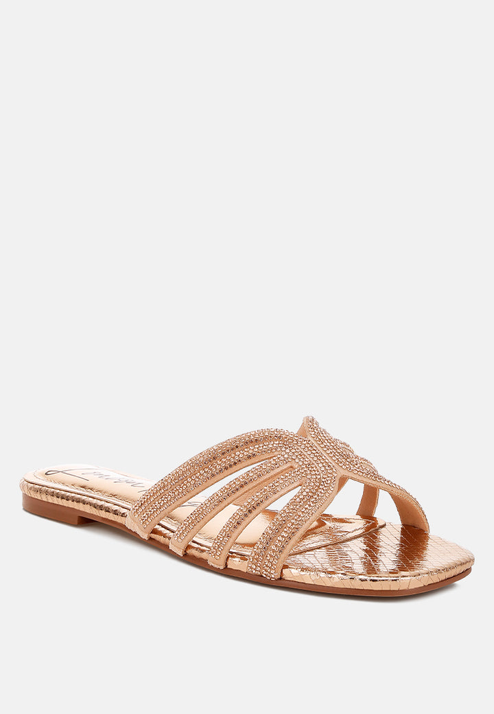 dindy rhinestone cut out flats#color_rose-gold