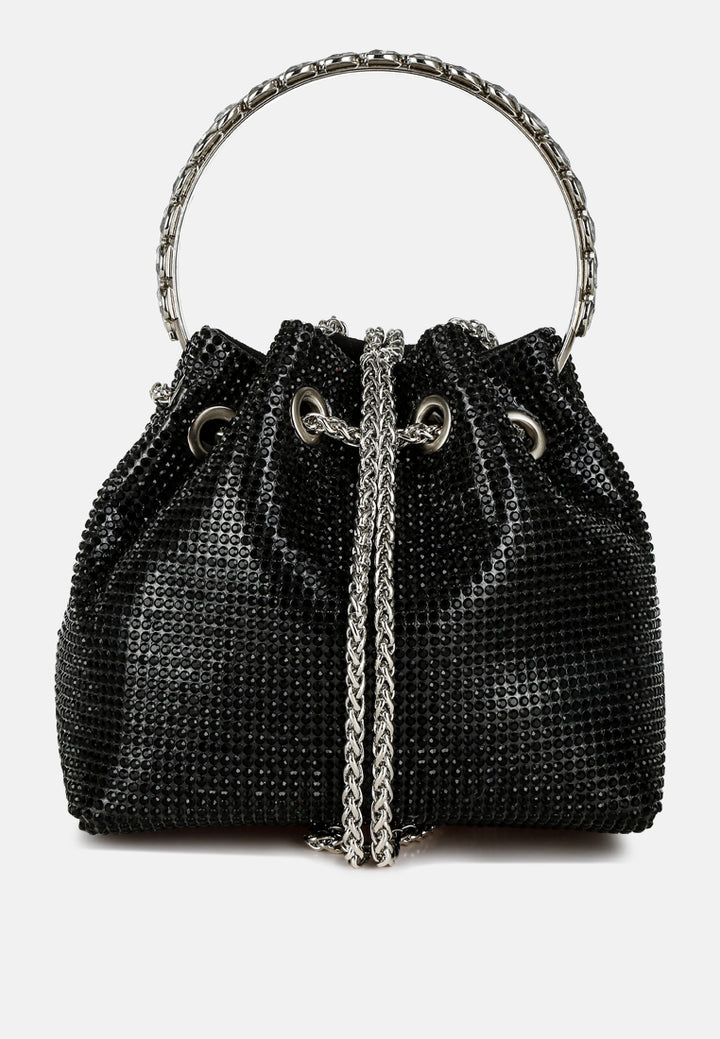 round handle rhinestone bucket bag by ruw#color_black