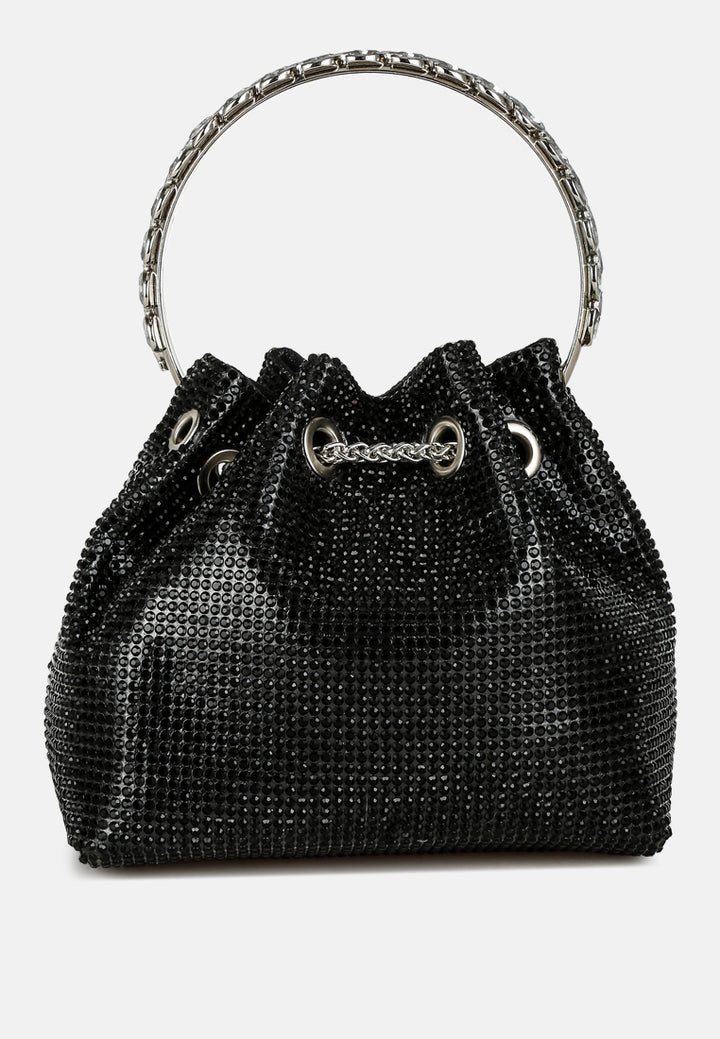 round handle rhinestone bucket bag by ruw#color_black