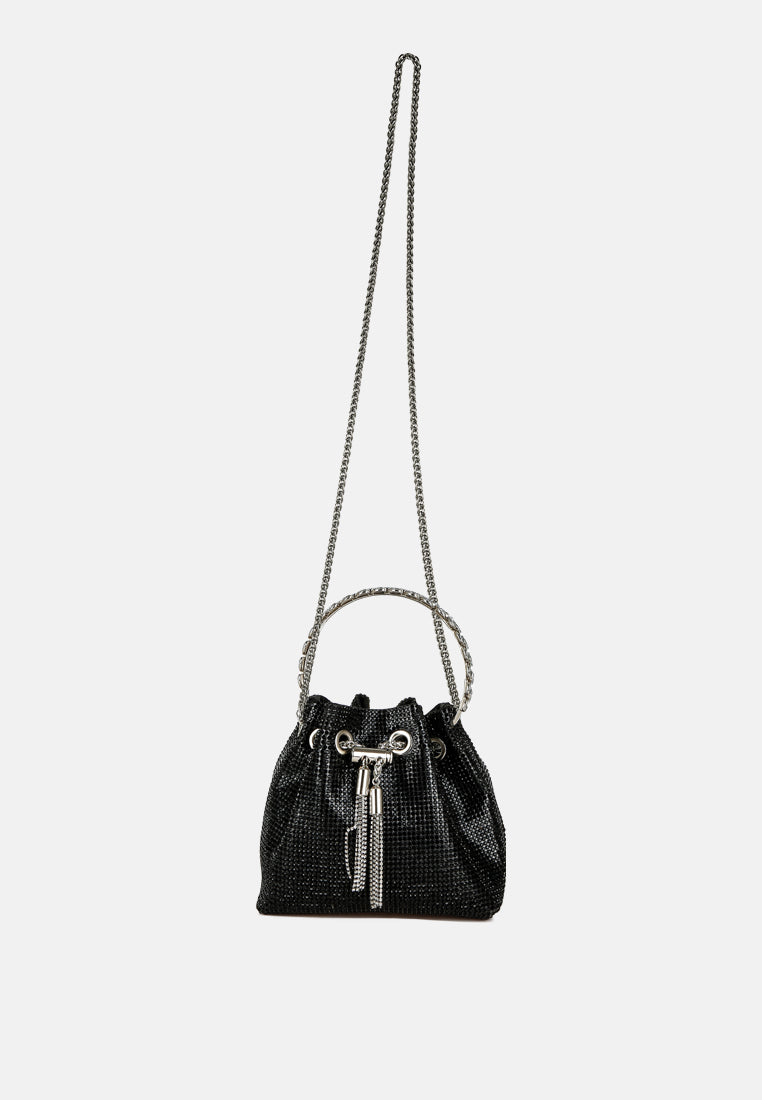 round handle rhinestone bucket bag by ruw#color_black