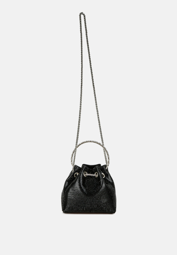 round handle rhinestone bucket bag by ruw#color_black