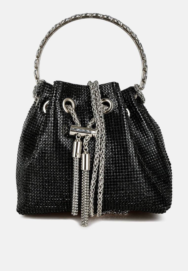 round handle rhinestone bucket bag by ruw#color_black