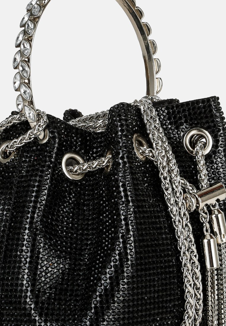 round handle rhinestone bucket bag by ruw#color_black