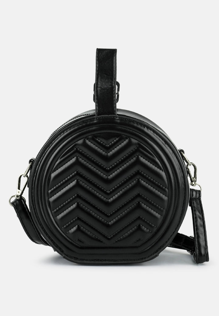 round quilted sling bag#color_black