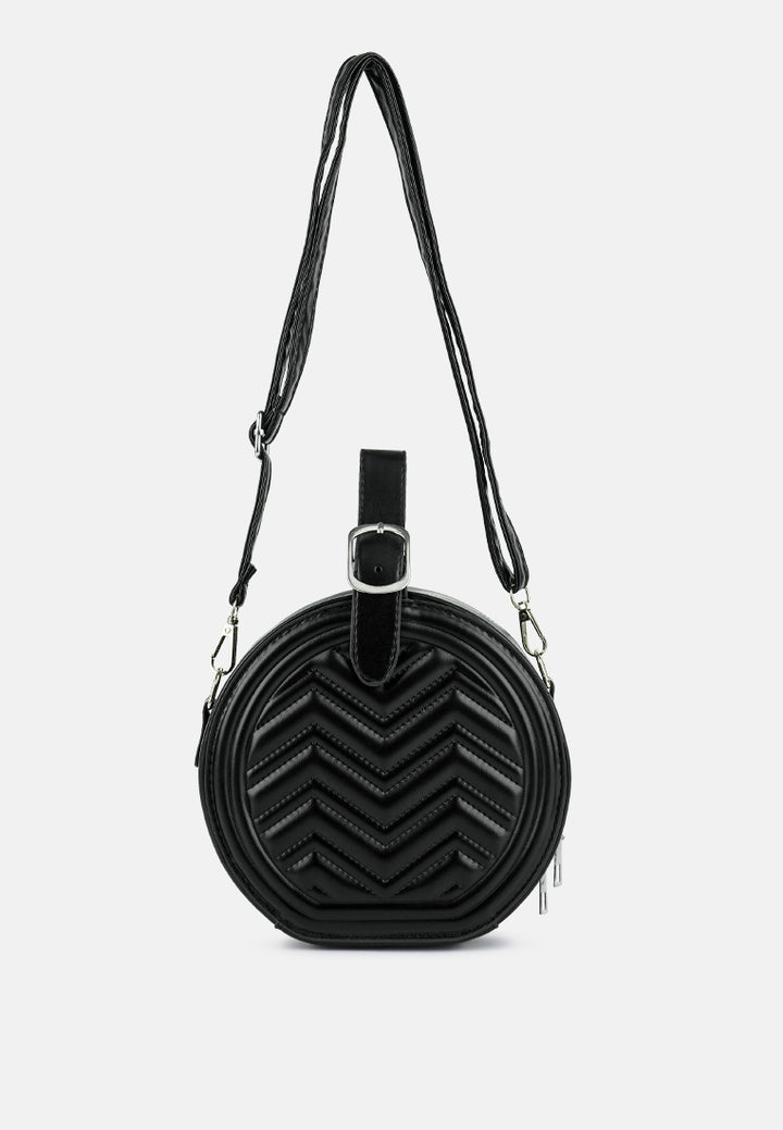 round quilted sling bag#color_black