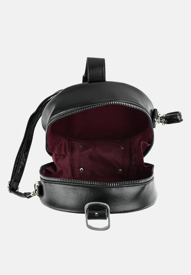 round quilted sling bag#color_black