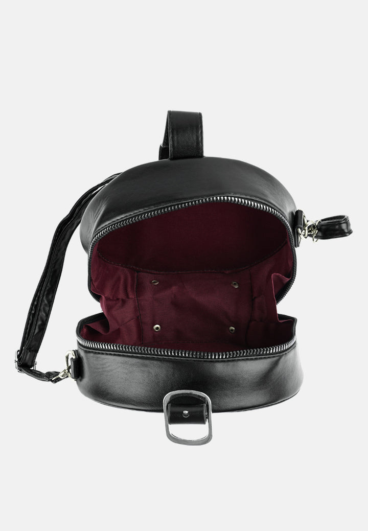 round quilted sling bag#color_black