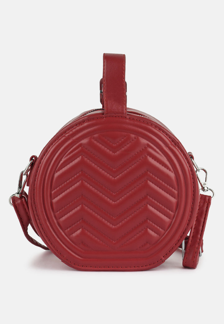 round quilted sling bag#color_red