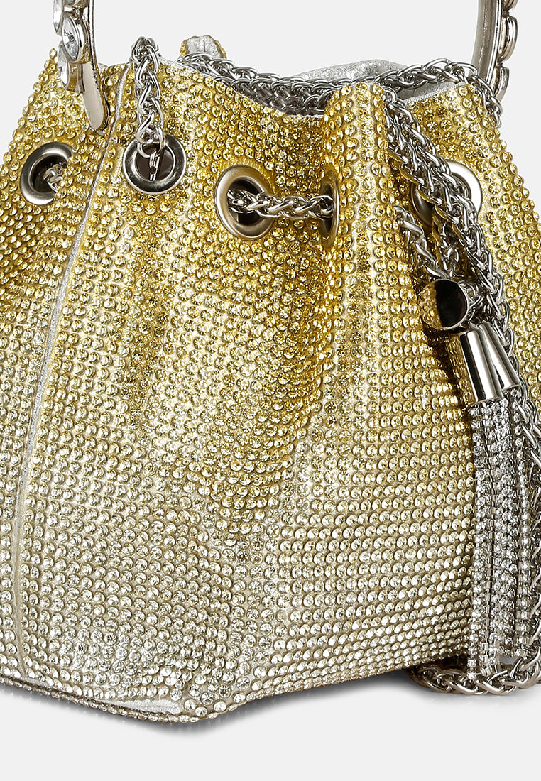 round handle rhinestone bucket bag by ruw#color_green