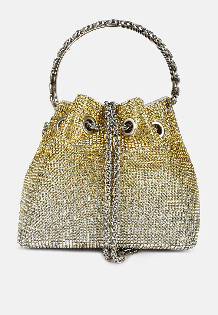 round handle rhinestone bucket bag by ruw#color_green