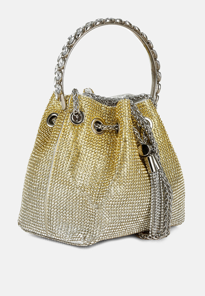 round handle rhinestone bucket bag by ruw#color_green