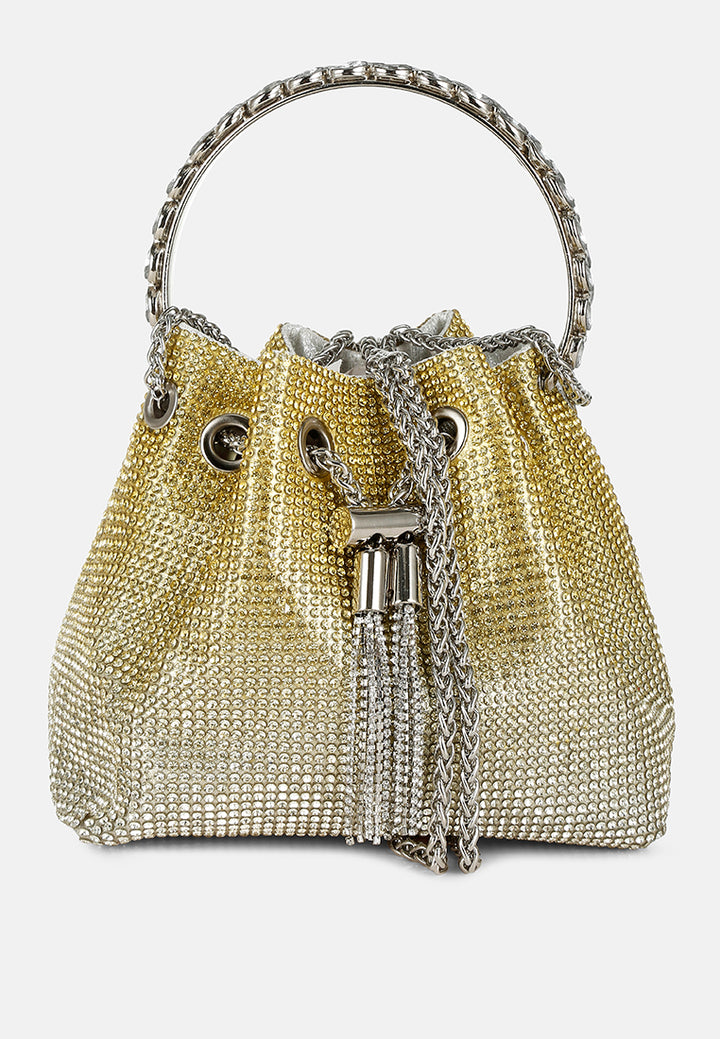 round handle rhinestone bucket bag by ruw#color_green