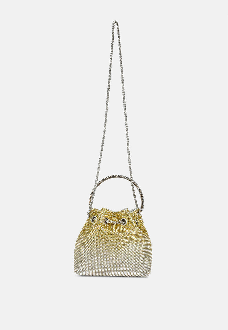 round handle rhinestone bucket bag by ruw#color_green