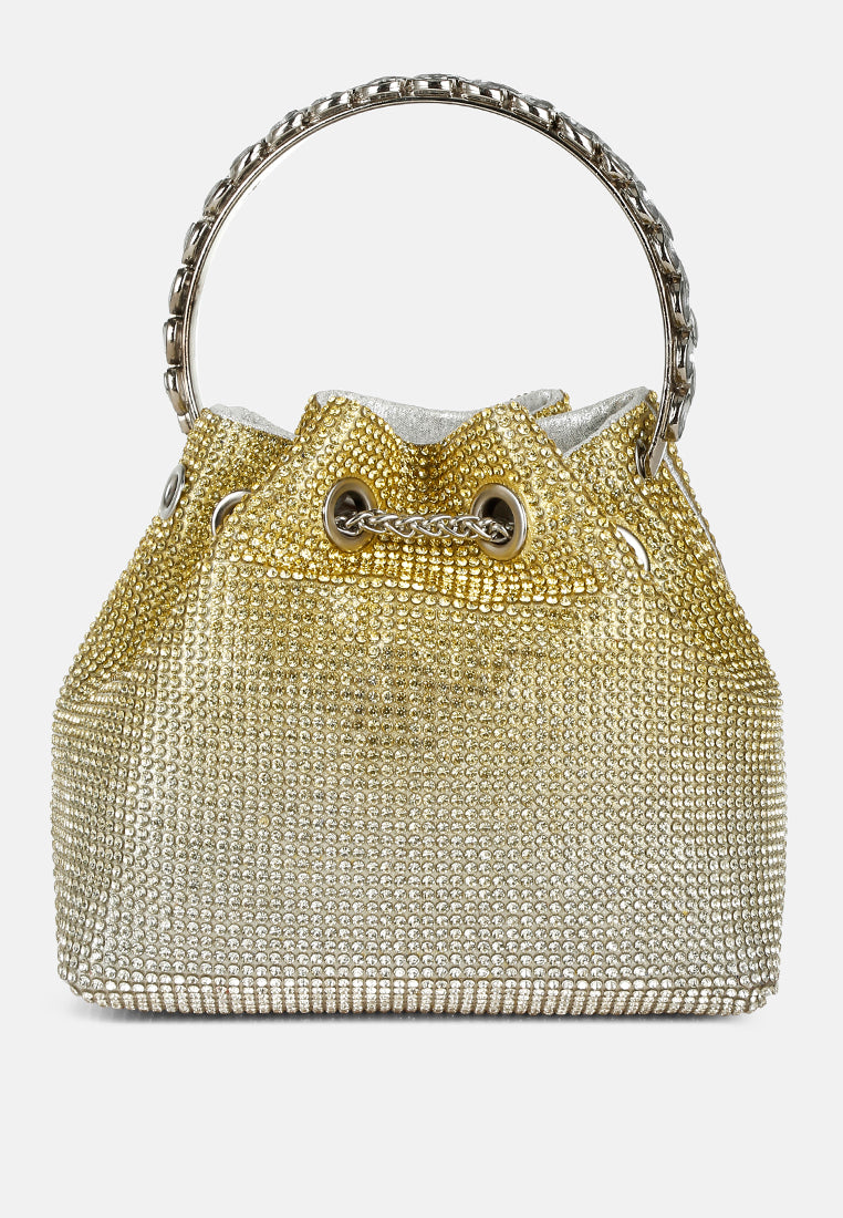 round handle rhinestone bucket bag by ruw#color_green