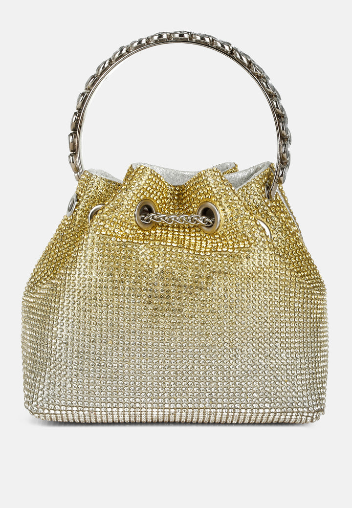 round handle rhinestone bucket bag by ruw#color_green