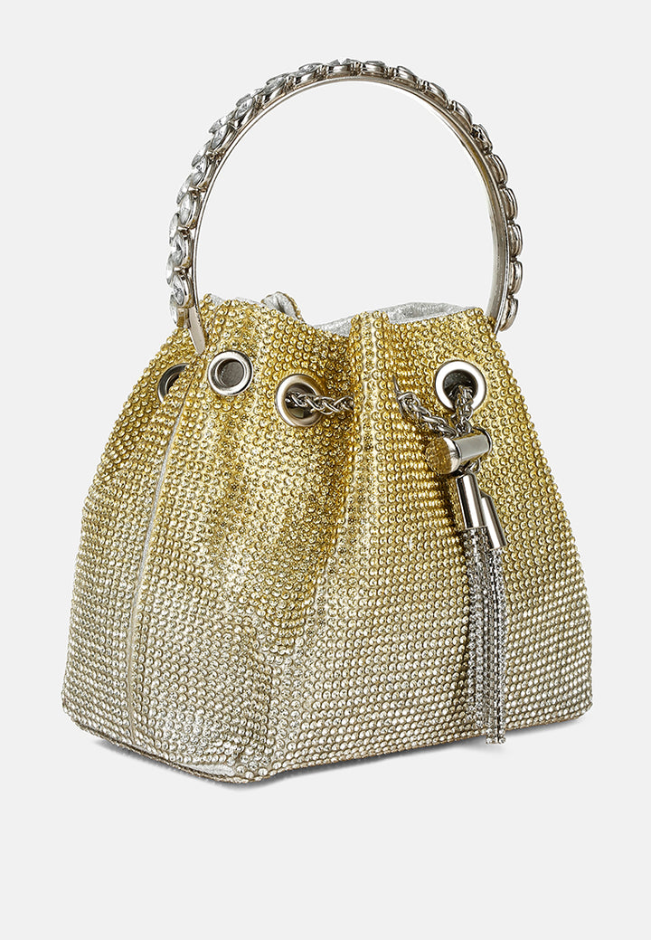 round handle rhinestone bucket bag by ruw#color_green