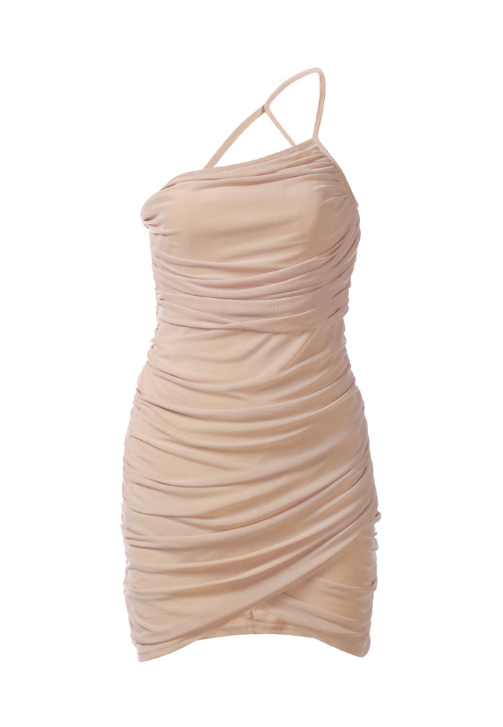 ruched bodycon mini dress by ruw#color_nude