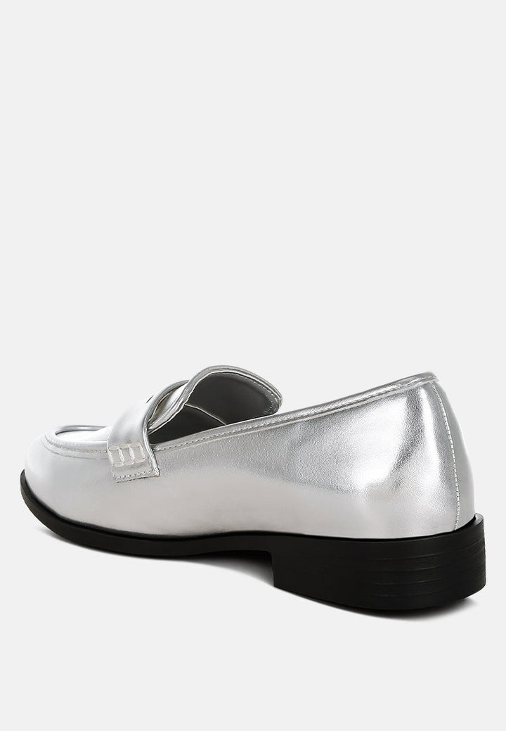 metallic faux leather flat loafers by ruw#color_silver