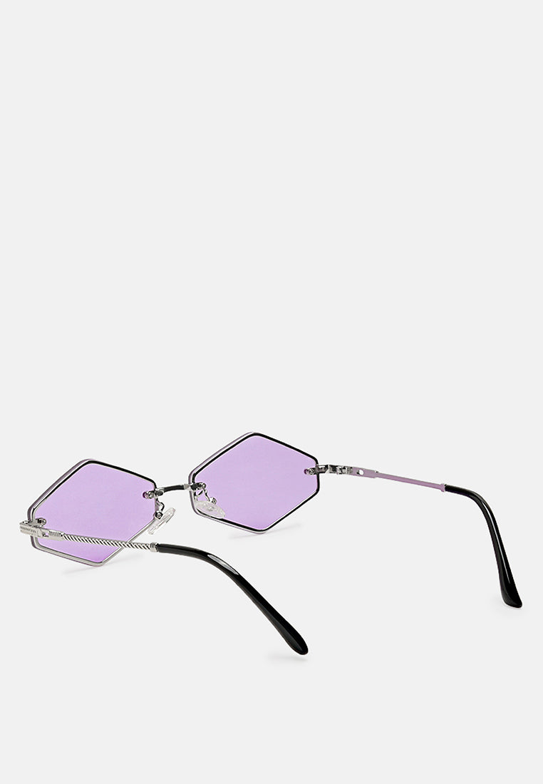 thin rim rhombus sunglasses#color_purple