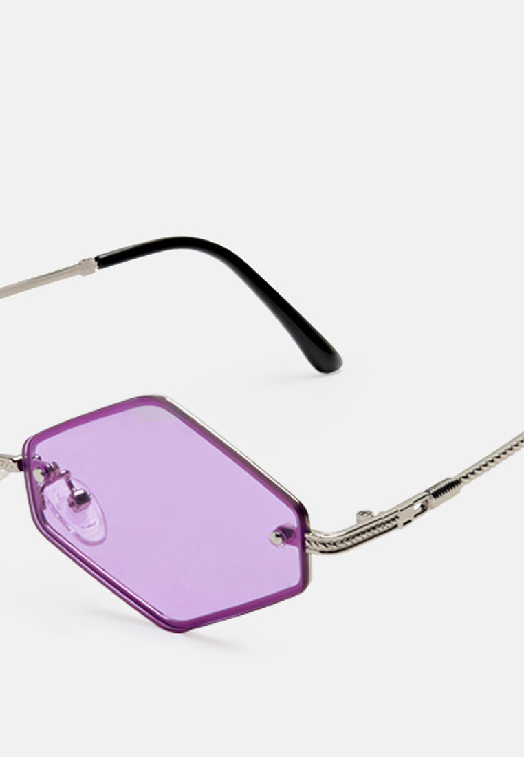 thin rim rhombus sunglasses#color_purple