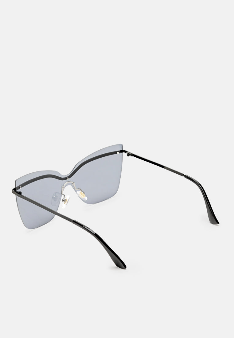 stylized rim cateye sunglasses#color_black