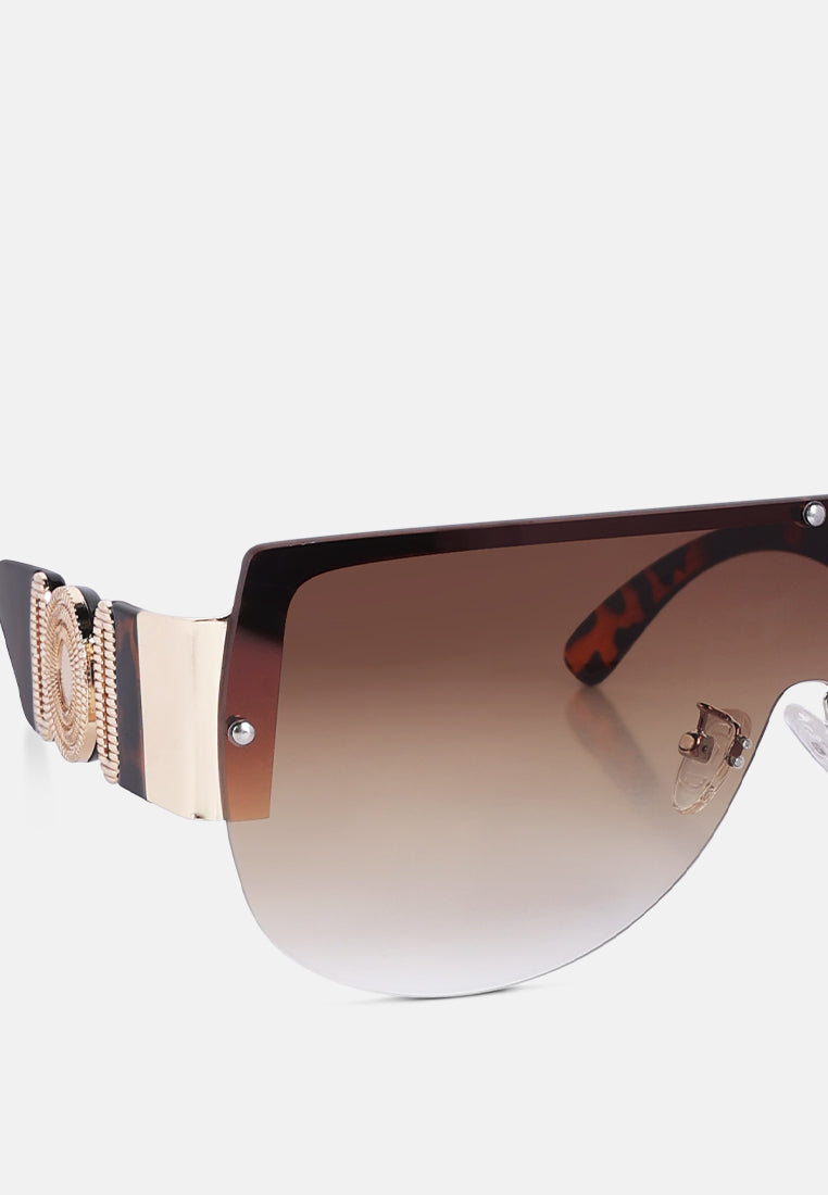 shield shaded oversized sunglasses#color_brown